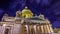 St. petersburg, isaac`s cathedral night timelapse. historical building in the light of the lanterns of the night city