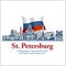 St. Petersburg landmark, Russia. Russian cityscape silhouette vector background.