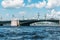 St. Petersburg, Neva river and bridge, summer view landscape