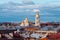 St. Petersburg, a panorama of the city roofs and the Cathedral with Golden domes.