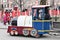 St. Petersburg, Russia, December 2019. Funny train for children to ride at the Christmas market.