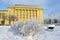 St. Petersburg, Russia, Fabruary, 22, 2018. Joint-stock Bank Russia in winter. Rastrelli Square