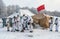 St. Petersburg, Russia - January 19, 2019: Military historical reconstruction - the battle for Leningrad. A squad of