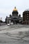 St. Petersburg, Russia, January 2020. View of St. Isaac`s Cathedral from the side of the square.