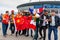 St. Petersburg, Russia - July 10, 2018: fans of different countries are photographed before the match World Cup 2018