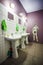 St. Petersburg, Russia - July 15: Interior of the restroom in the hostel. Three Washbasins.