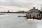 St. Petersburg, Russia, March 10, 2019. View arrow Vasilyevsky Island from the Petrograd side of the river pier.