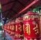 St. Petersburg, Russia - May 1, 2020, large red elegant Buddhist Prayer wheel, St. Petersburg Buddhist temple `Datsan Gunsechoyne