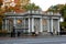 ST. PETERSBURG, RUSSIA, October 4, 2018. An marble pavilion among colorful trees on an autumn day