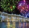 St. Petersburg. Russia. Palace Square and the Winter Palace in night illumination and Christmas fireworks