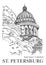 ST. PETERSBURG, RUSSIA: Saint Isaac's Cathedral, Hand drawn sketch on paper, vector