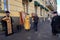 ST. PETERSBURG, RUSSIA - September 12, 2019: Preparing for a religious procession, priests put on festive religious clothing on