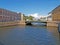 ST. PETERSBURG, RUSSIA. View of the Moika River and Potseluev Bridge