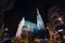 St. Stephen`s Cathedral on Stefansplatz in Vienna at night with long exposure, Austria.