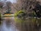 St. Stephen`s green park, Dublin, Ireland: lake and the gardens beyond