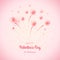 St. Valentine`s day background with bubble hearts fireworks
