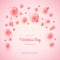 St. Valentine`s day background with many bubble hearts.