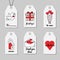 St Valentine`s day gift tags. Shopping and sale printable tags vector collection. Romantic, love theme