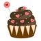 St Valentine`s day, romantic, love chocolate cupcake. Design element, icon