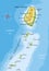 St. Vincent and the Grenadines islands highly detailed physical map