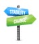 Stability and change road sign illustration design