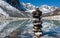 Stability: Stone stack and Sacred Lake near Gokyo