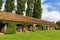 Stable block Barrington Court near Ilminster Somerset England uk with gardens in summer sunshine