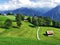 Stables and farms on cattle pastures of the Braunwald area