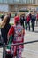 STACHUS, MUENCHEN, APRIL 6, 2019: fc bayern fan on the way to a public viewing location for the soccer game fc bayern munich vs