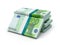 Stack of 100 euro banknotes bills bundles