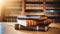 Stack of antique leather books in library. literature or reading concept, copy space