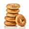 Stack Of Bagels On White Background - George Digalakis Style