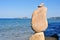 Stack of balanced stones in Ibiza Island, Spain