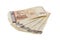 Stack of bills, bulgarian money. Bulgarian currency banknotes 50 leva, BGN. Finances concept