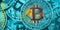 Stack of Bitcoin Kazakhstan flag. Bitcoin cryptocurrencies concept. BTC background.