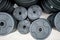 Stack of black weights for heavy lifting