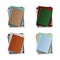 Stack of blank books, top view. Various blank color books on white background