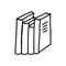 stack of books, education, pile of four books doodle style, knowledge symbol, thick black outline, isolated vector