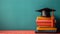 Stack of Books With Graduation Cap