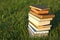 Stack of Books in the Grass