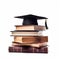 Stack of books and a hat of the graduate,Achievement in education,Education Concept,AI generated