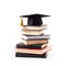 Stack of books and a hat of the graduate,Achievement in education,Education Concept,AI generated