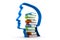 Stack of books in human head