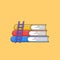 Stack of books with ladder for education level concept vector outline illustration