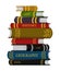 Stack of books for Lover of literature. Encyclopedias for reading. Inverted pages. Object in contemporary style. Vector