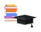 Stack of Books and Square Academic Cap. Vector