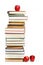 Stack of books on white