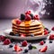 Stack of breakfast pancakes, traditional breakfast meal, dynamic food photography