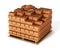 Stack of bricks on white background. 3D illustration