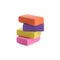 Stack of bright erasers on white background